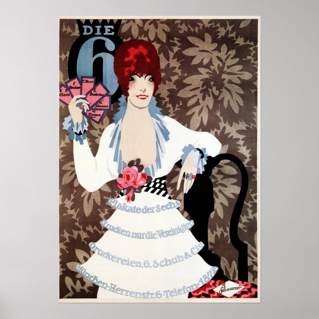 Póster Anuncio de impresora Deutsche de 6 antiguos Max Sc (Frente)