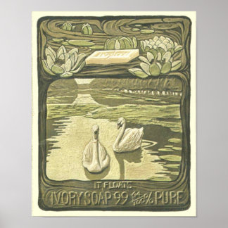 Póster Anuncio De Jabón Con 2 Cisnes