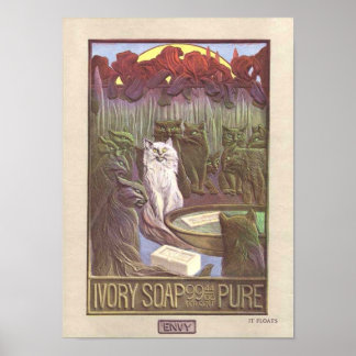 Póster Anuncio de jabón con 2 gatos