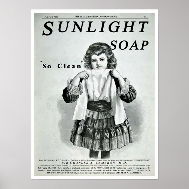 Póster Anuncio de jabón de luz solar vintage (Frente)