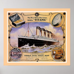Póster Anuncio de jabón vintage RMS Titanic (con borde)