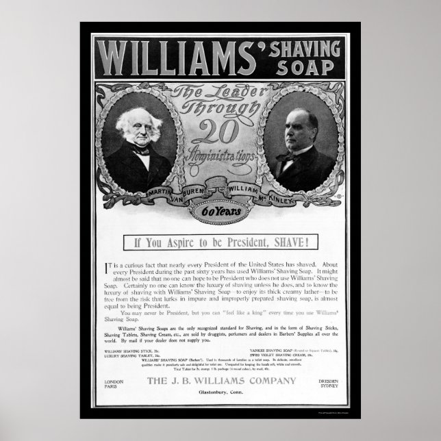 Póster Anuncio de jabón Williams Shave 1901 (Frente)