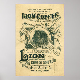 Póster Anuncio de Java Río de la moca del café del león