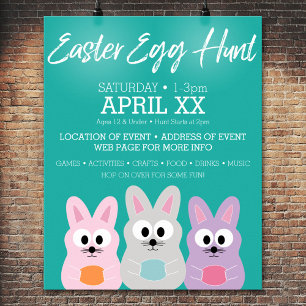 Póster Anuncio de la cacería de huevos de pascua - Conejo