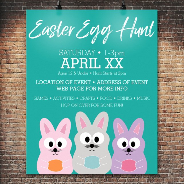 Póster Anuncio de la cacería de huevos de pascua - Conejo (Custom Poster)