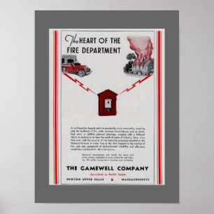 Póster Anuncio de la caja de bomberos de Gamewell en 1940