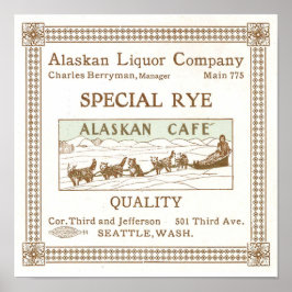 Póster Anuncio de la Compañía de Licores de Alaska circa 