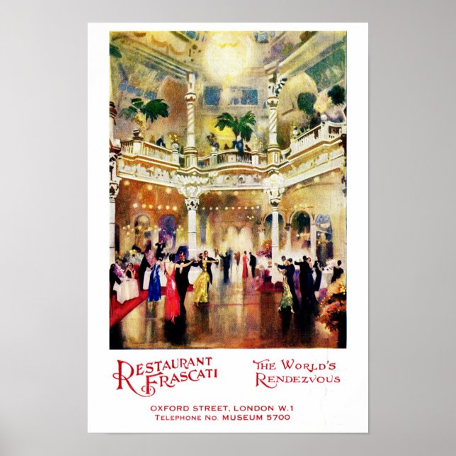 Póster Anuncio de la época de jazz de moda Restaurant Fra (Frente)