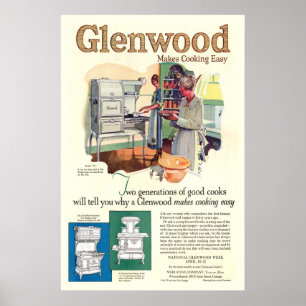 Póster Anuncio de la estufa de Glenwood del vintage a