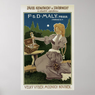 Póster Anuncio de la joyería y de los cubiertos de Praga