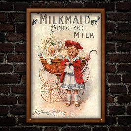 Póster Anuncio de la leche de época de 1907