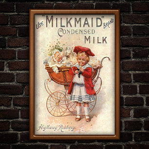 Póster Anuncio de la leche de época de 1907