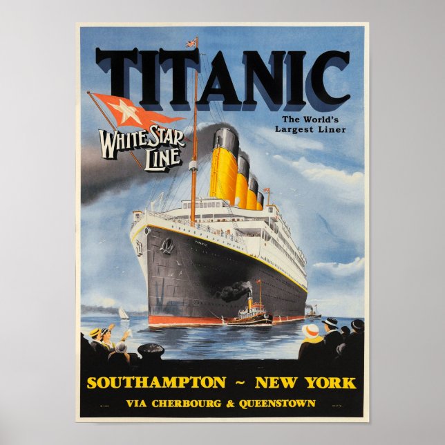 Póster Anuncio de la Línea de Estrella Blanca Titanic de  (Frente)