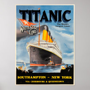 Póster Anuncio de la Línea de Estrella Blanca Titanic Vi