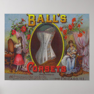 Póster Anuncio de los Corsés de Ball's de 1880