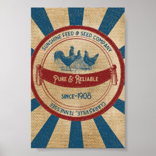 Póster Anuncio de los pollos de la alimentación de la sol