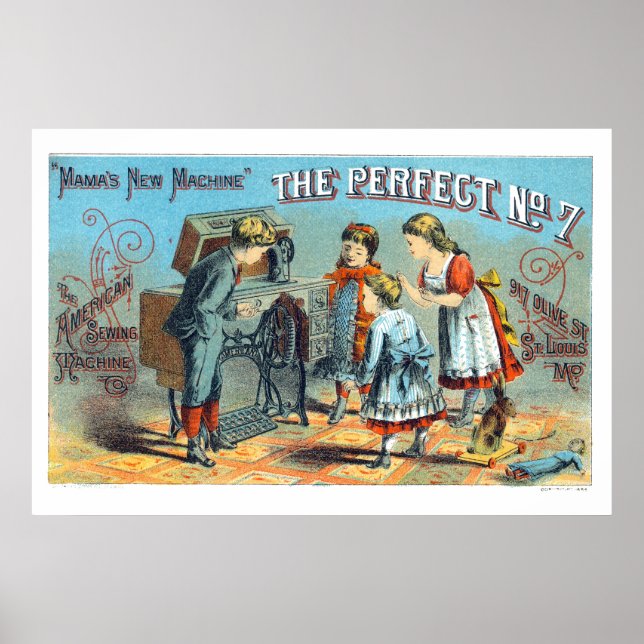 Póster Anuncio de máquina de coser de la era victoriana d (Frente)