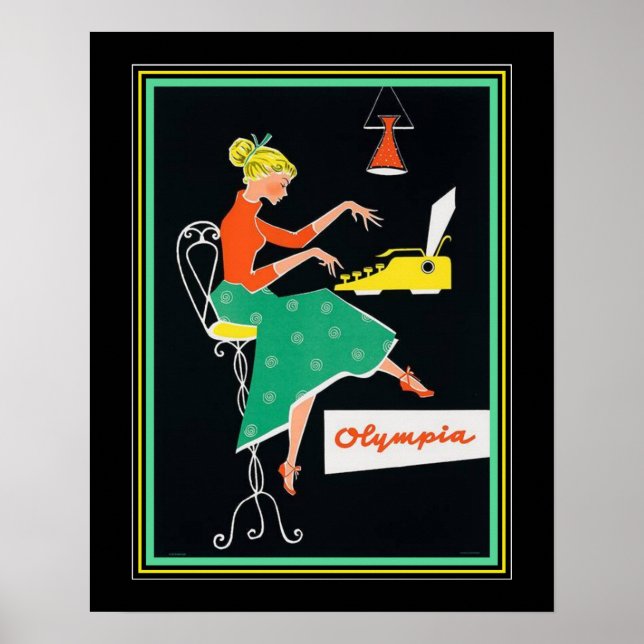 Póster Anuncio de máquina de escribir de mediados del sig (Frente)