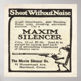 Póster Anuncio de Maxim Silencer de 1920