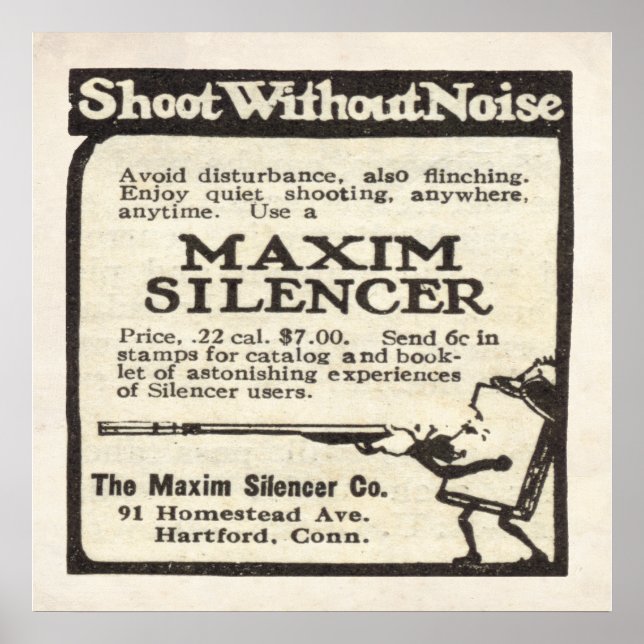 Póster Anuncio de Maxim Silencer de 1920 (Frente)