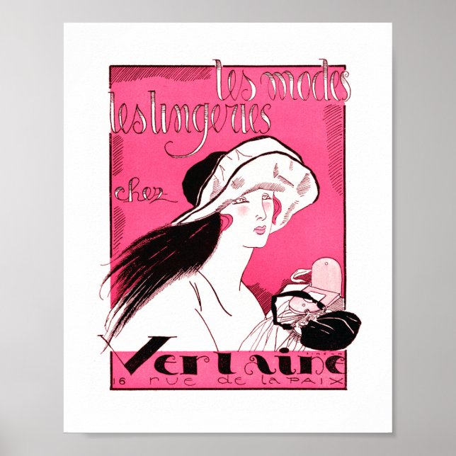 Póster Anuncio de moda francés de época 1920 (Frente)