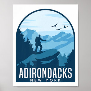Póster Anuncio de montañismo en montaña Adirondack