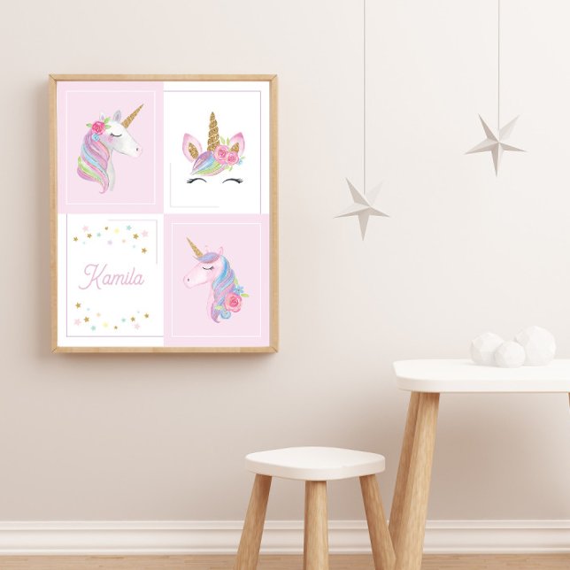 Póster Anuncio de nacimiento chica Unicornio rosa Baby Sh (Subido por el creador)