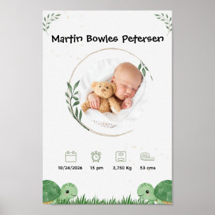 Póster Anuncio de nacimiento de bebé personalizado 