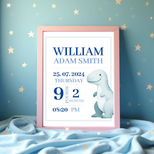 Póster Anuncio de nacimiento personalizado de Baby Boy Di