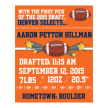 Anuncio de nacimientos de fútbol - Naranja y azul