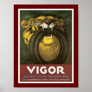 Póster Anuncio de neumáticos de automóviles de Vigor