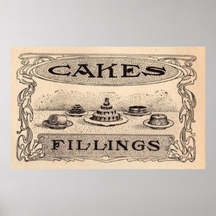 Póster Anuncio de panadería de época