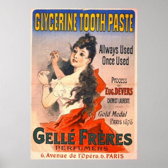 Póster Anuncio de pasta dental de época 1889 (Frente)