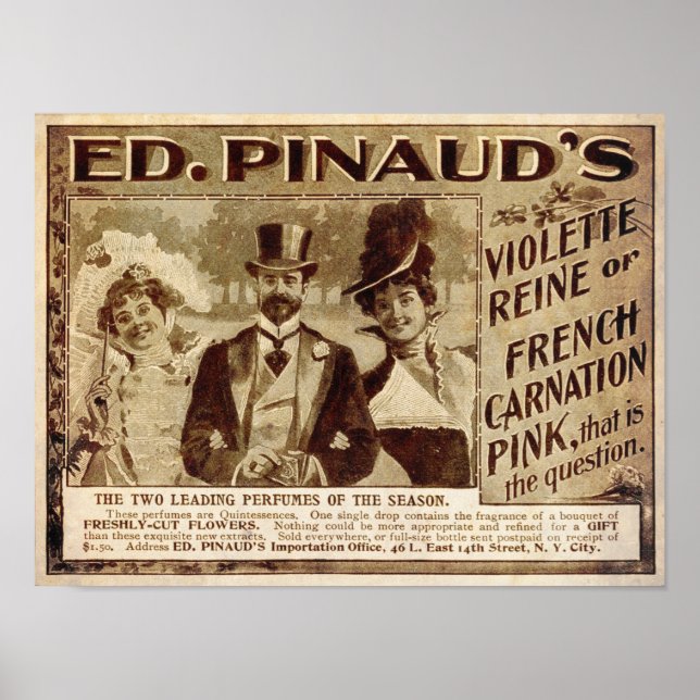 Póster Anuncio de Perfume de época de 1899 (Frente)