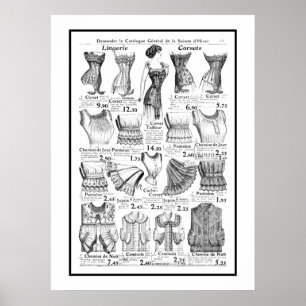 Póster Anuncio de poster Corsets 1909-1910