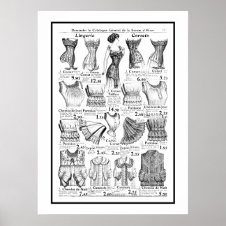 Póster Anuncio de poster Corsets 1909-1910