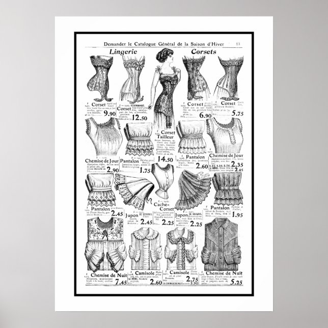 Póster Anuncio de poster Corsets 1909-1910 (Frente)