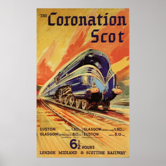 Póster Anuncio de Poster de Ferrocarril Coronation Scot V (Frente)