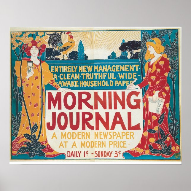 Póster Anuncio de prensa de Art Nouveau vintage (Frente)