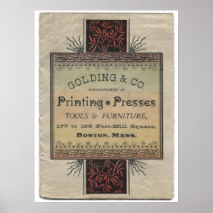 Póster Anuncio de prensa de imprenta con letras Golding