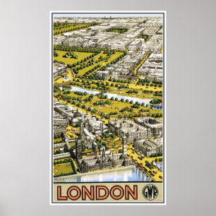 Póster Anuncio de Retro London Great Western Railway