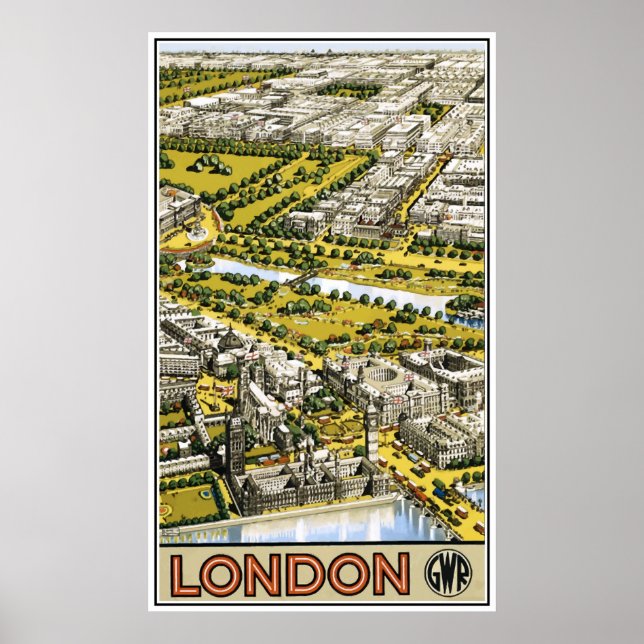Póster Anuncio de Retro London Great Western Railway (Frente)
