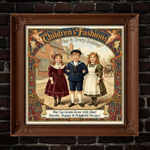 Póster Anuncio de ropa infantil de época de los años 1890