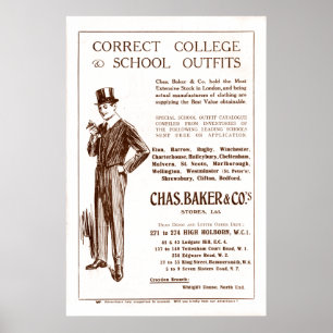 Póster Anuncio de ropa vintage de Chas Baker de 1920
