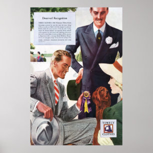Póster Anuncio de ropa vintage puntual de 1937
