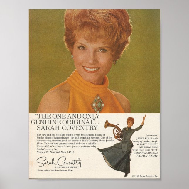 Póster Anuncio de Sarah Coventry de 1968 (Frente)