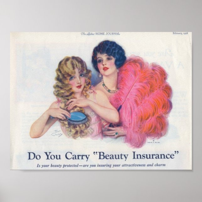 Póster Anuncio de seguro de belleza (Frente)