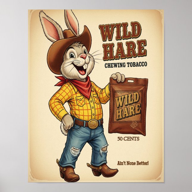 Póster Anuncio de tabaco para mascar liebre silvestre (Frente)