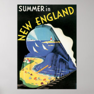 Póster Anuncio de tren de Nueva Inglaterra