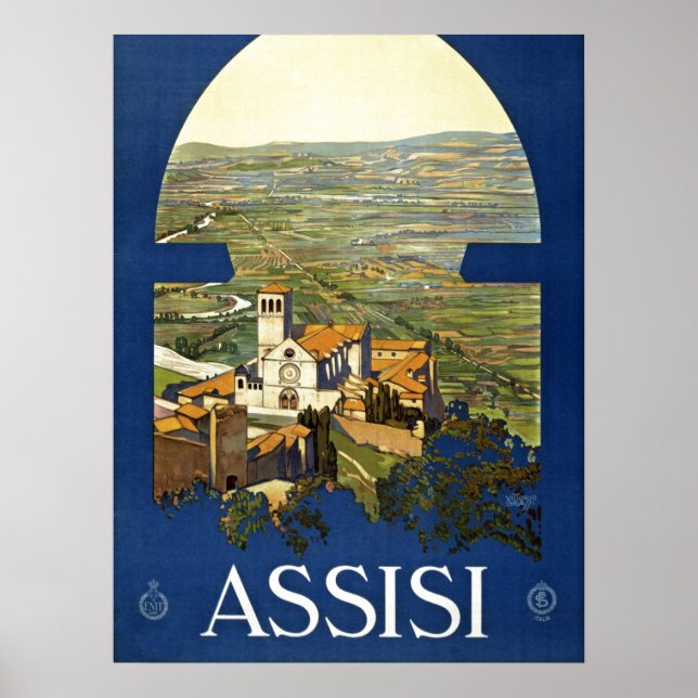 Póster Anuncio de turismo vitícola de Asís Italia (Frente)